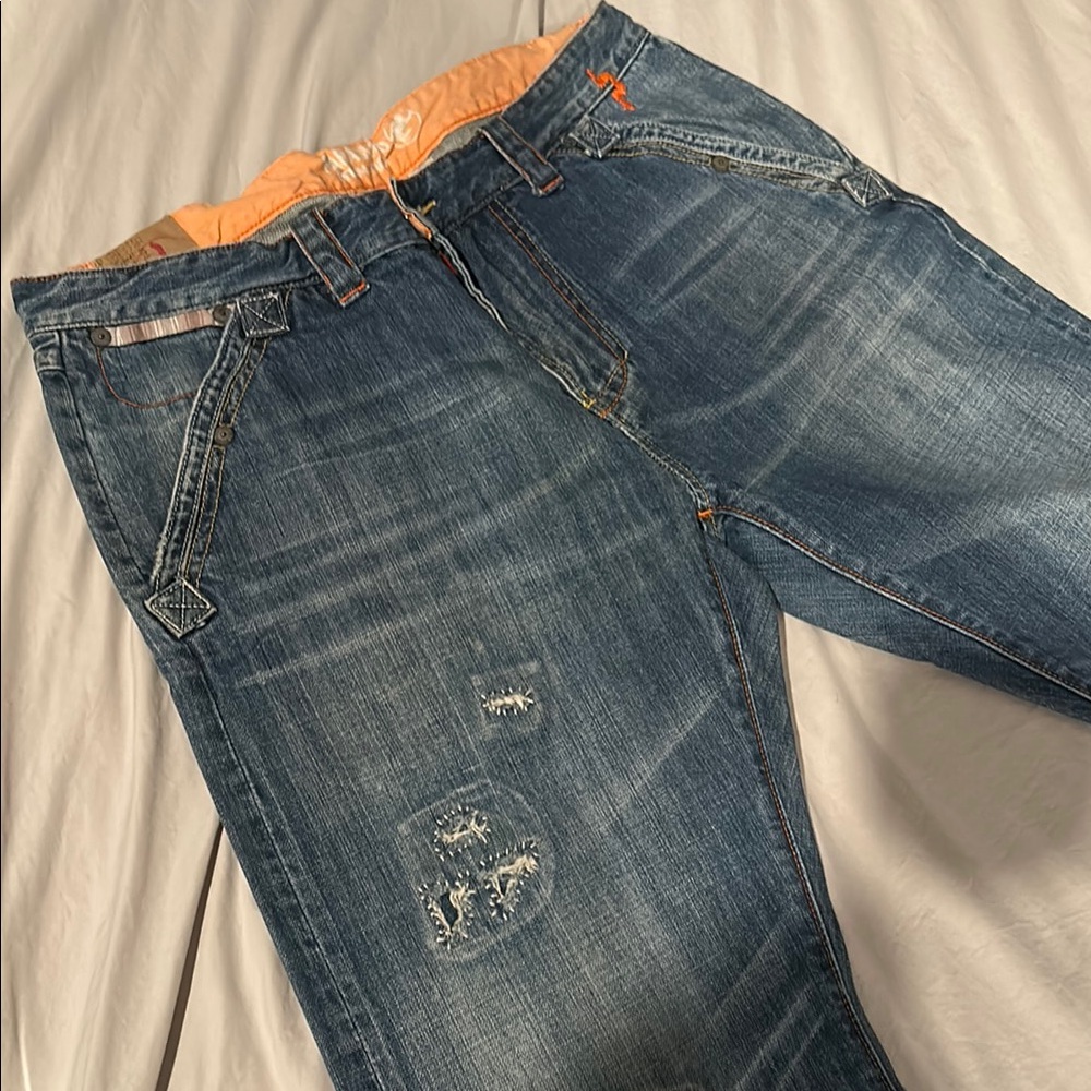 Men’s Parasuco Blue Relaxed Jeans with Distressed Details